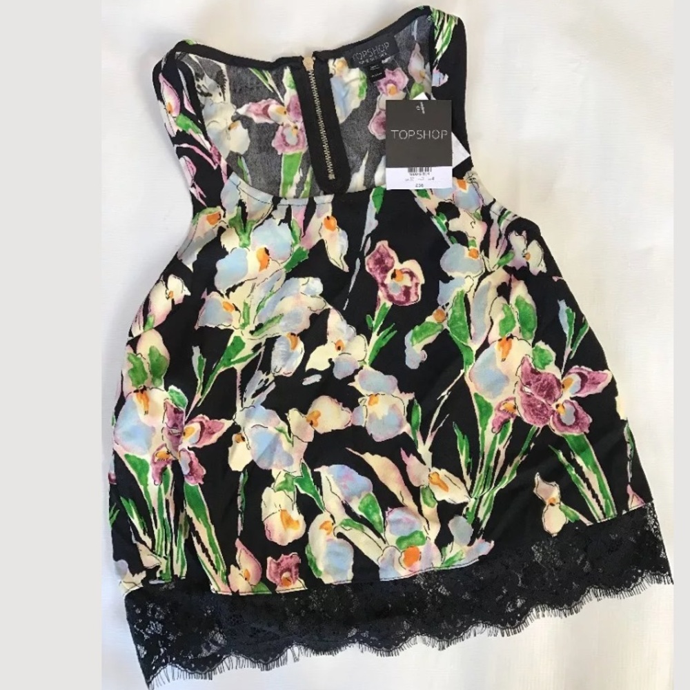 Topshop Black Floral Lace Sleeveless Top SOLD